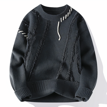 Devako Ember Patchwork Pullover til mænd - Unikt design og behagelig pasform
