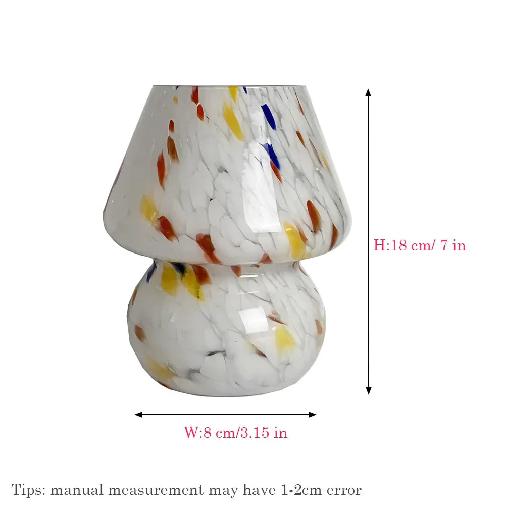 LumiMush estetická sklenená hubová lampa s teplým náladovým osvetlením