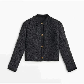 Kuschelige kurze Teddybär-Strickjacke - Kitana