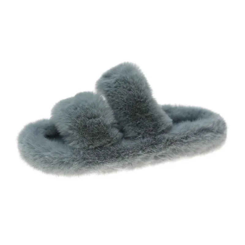 FurGlam - papuče z mäkkej kožušiny s prekríženými remienkami