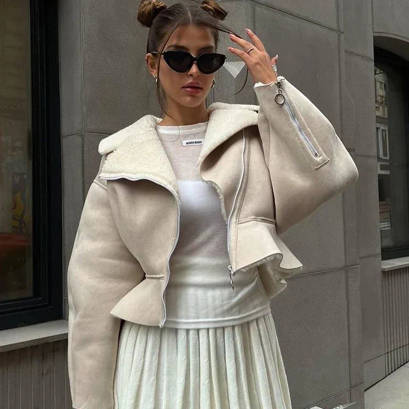 Nancy flísová bunda | Pevná krátka bunda s patchworkovým dizajnom v 3 farbách