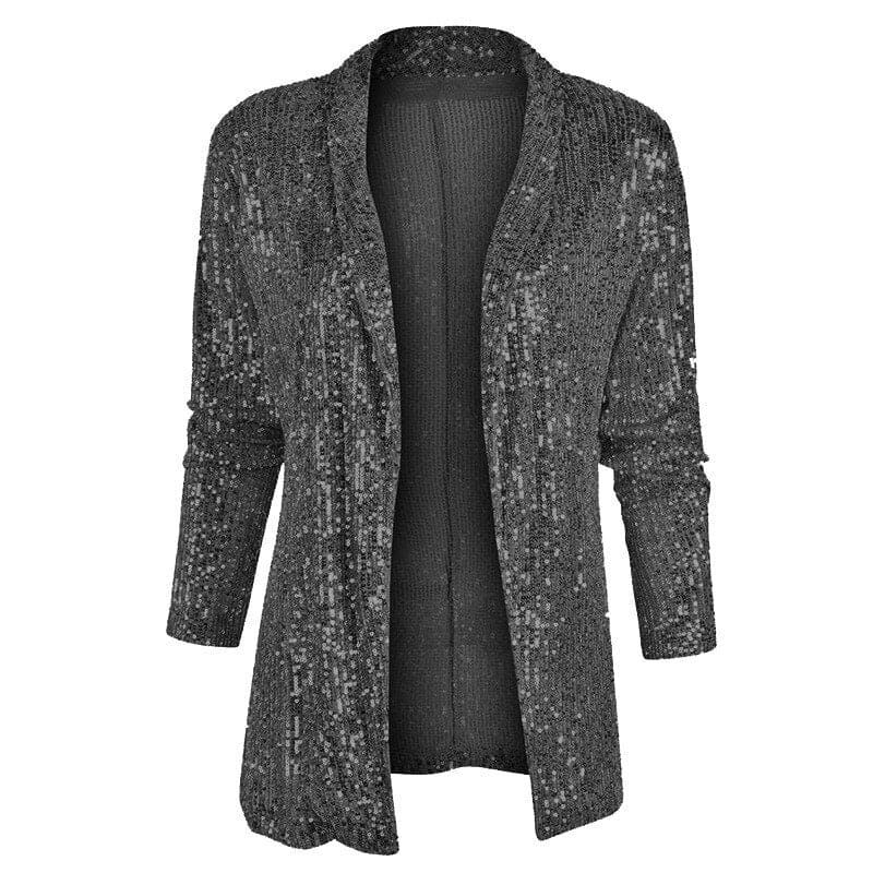 Devako Blazerweste mit Glitzerpailletten