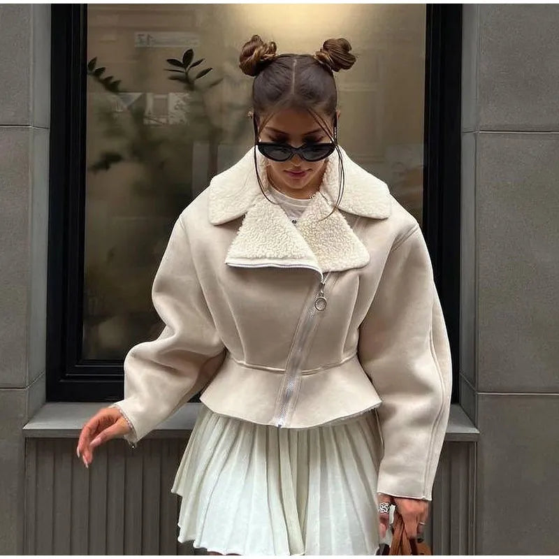 Nancy flísová bunda | Pevná krátka bunda s patchworkovým dizajnom v 3 farbách