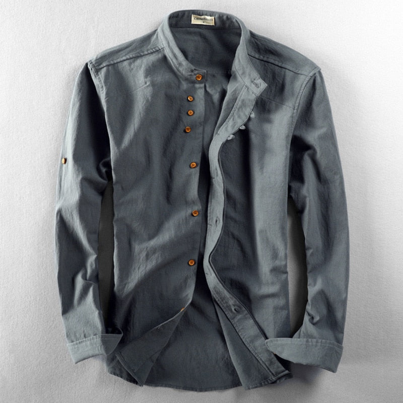 Devako Pelle - Camicia da uomo in stile giapponese