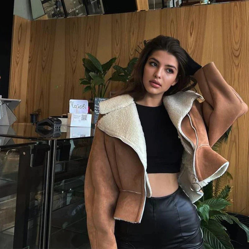 Nancy flísová bunda | Pevná krátka bunda s patchworkovým dizajnom v 3 farbách