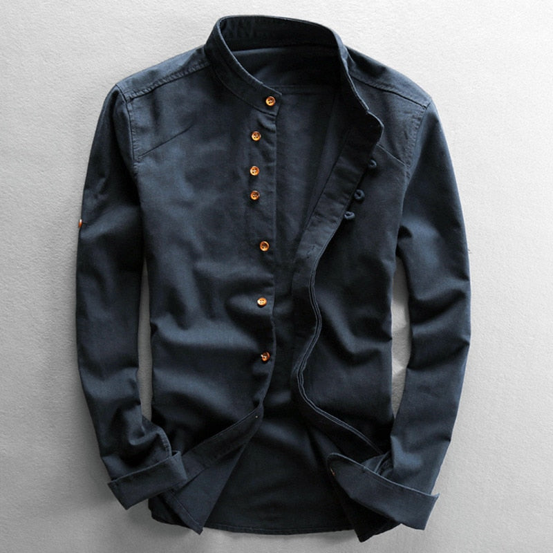 Devako Pelle - Camicia da uomo in stile giapponese