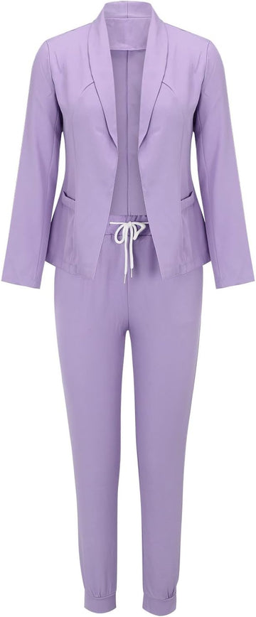 Damen Zweiteiler Anzug Set mit Gürtel und Blazer – Business Look