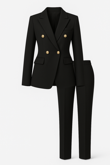 Damen Zweiteiler Set – Eleganter Blazer & Stoffhose im Business-Look