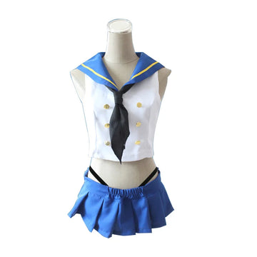 CosWave Anime Sailor Kostüm – Blau-Weiß Cosplay Kleid & Perücke Mädchen