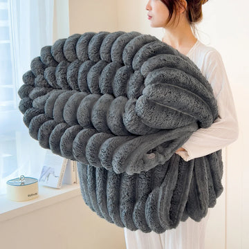 LoomStripe – Verdickte Baumwollmix-Decke Gestreift für Sofa, Bett & Haustiere