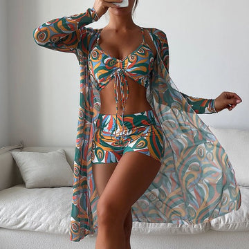 Set estivo alla moda in 3 pezzi con stampa – elegante e arioso