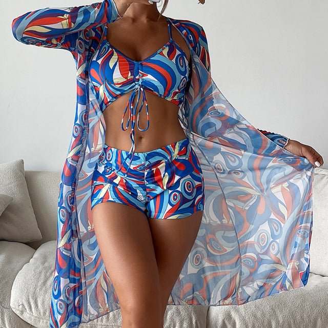 Set estivo alla moda in 3 pezzi con stampa – elegante e arioso