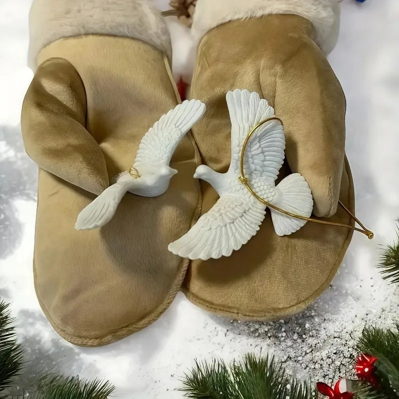 Vriendschapsduiven kerstornamenten - Sneeuwwitte decoratie voor kerstboom 1