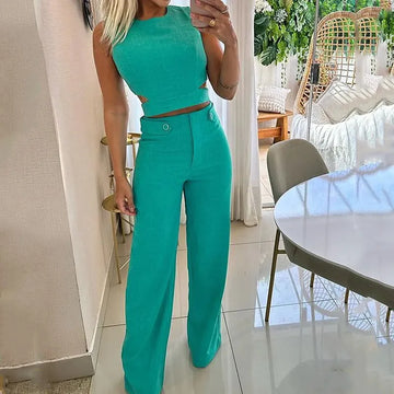 Elegantes Crop Top Set - Skye