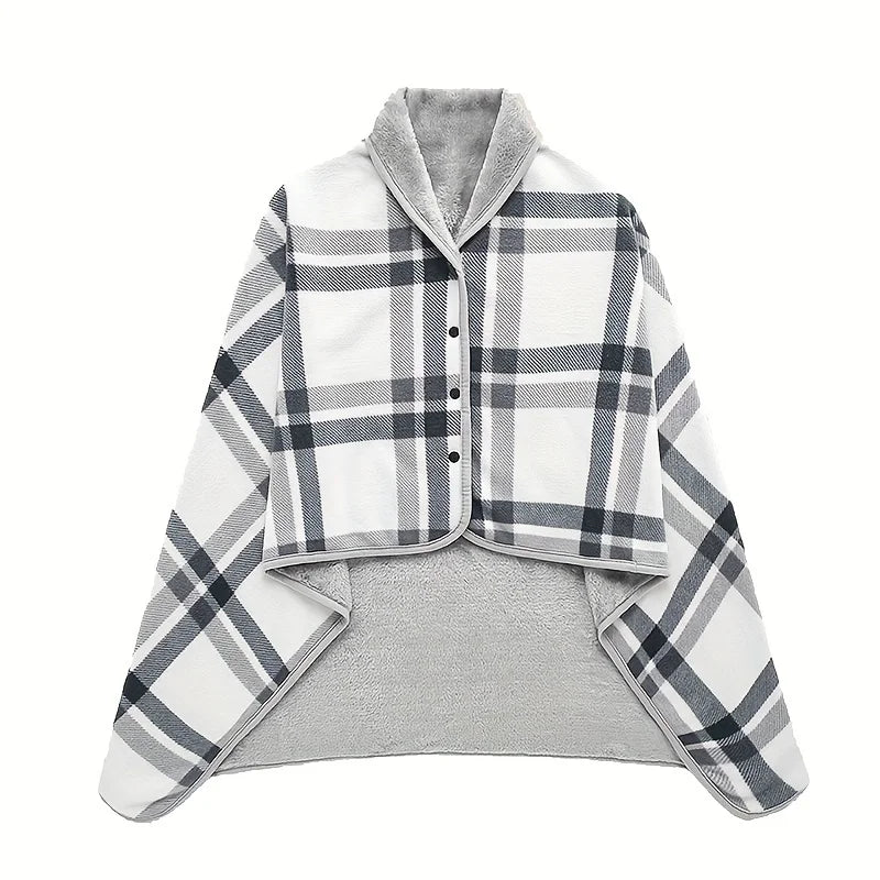 WarmDrape – Prenosná flanelová šál-deka One Size pre domov a kanceláriu