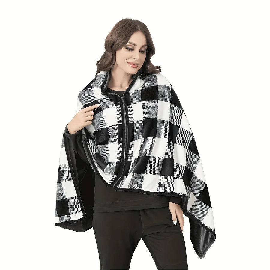 WarmDrape – Prenosná flanelová šál-deka One Size pre domov a kanceláriu