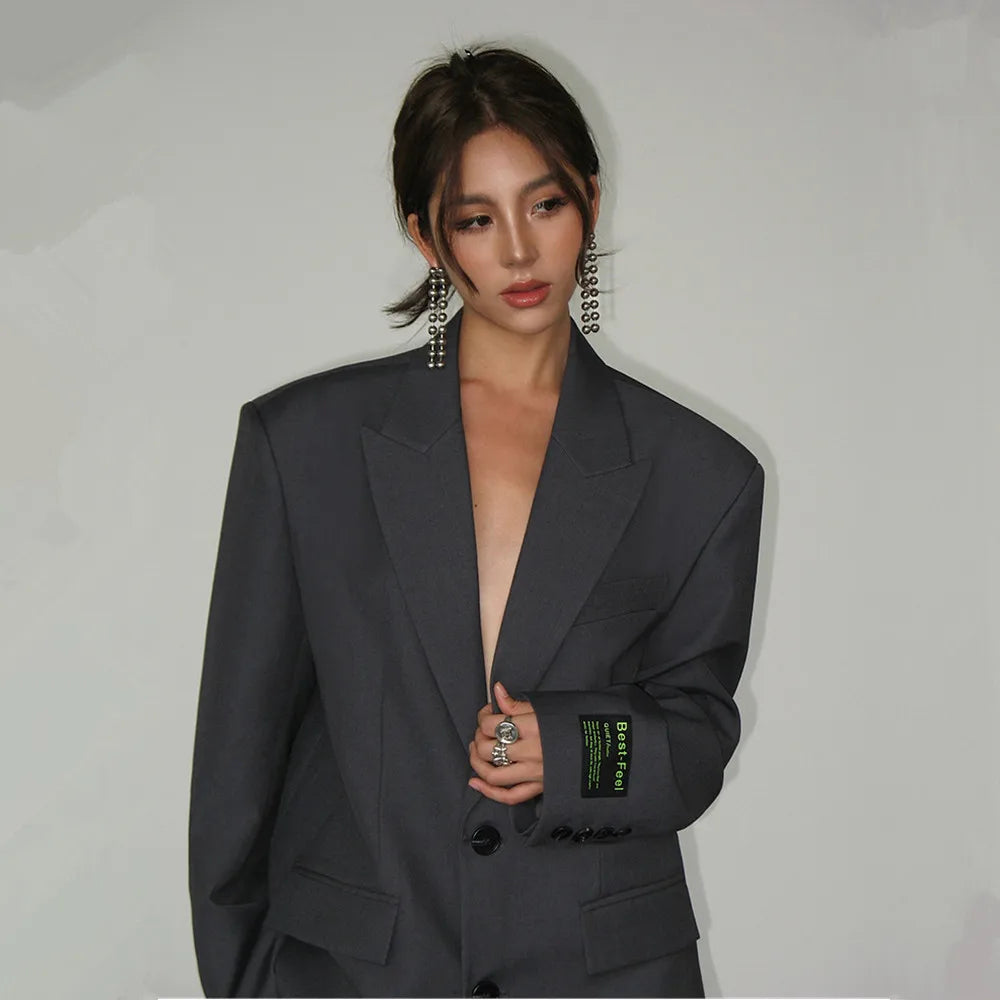 Locker strihaný klasický blejzer pre ženy - Givina