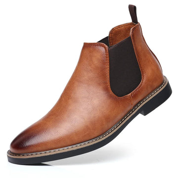 Yrzl – Bottines Chelsea pour hommes en cuir PU au design rétro, confortables