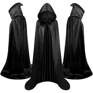 ShadowWear – Schwarzer Unisex Halloween-Umhang mit Kapuze – Langer Weicher Überwurf