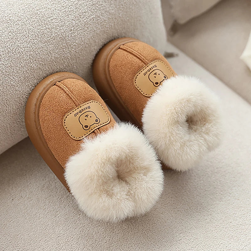 Zwarte Winter Kinderlaarzen met Pluche Voering en Antislipzool voor Meisjes 1-8 Jaar 0