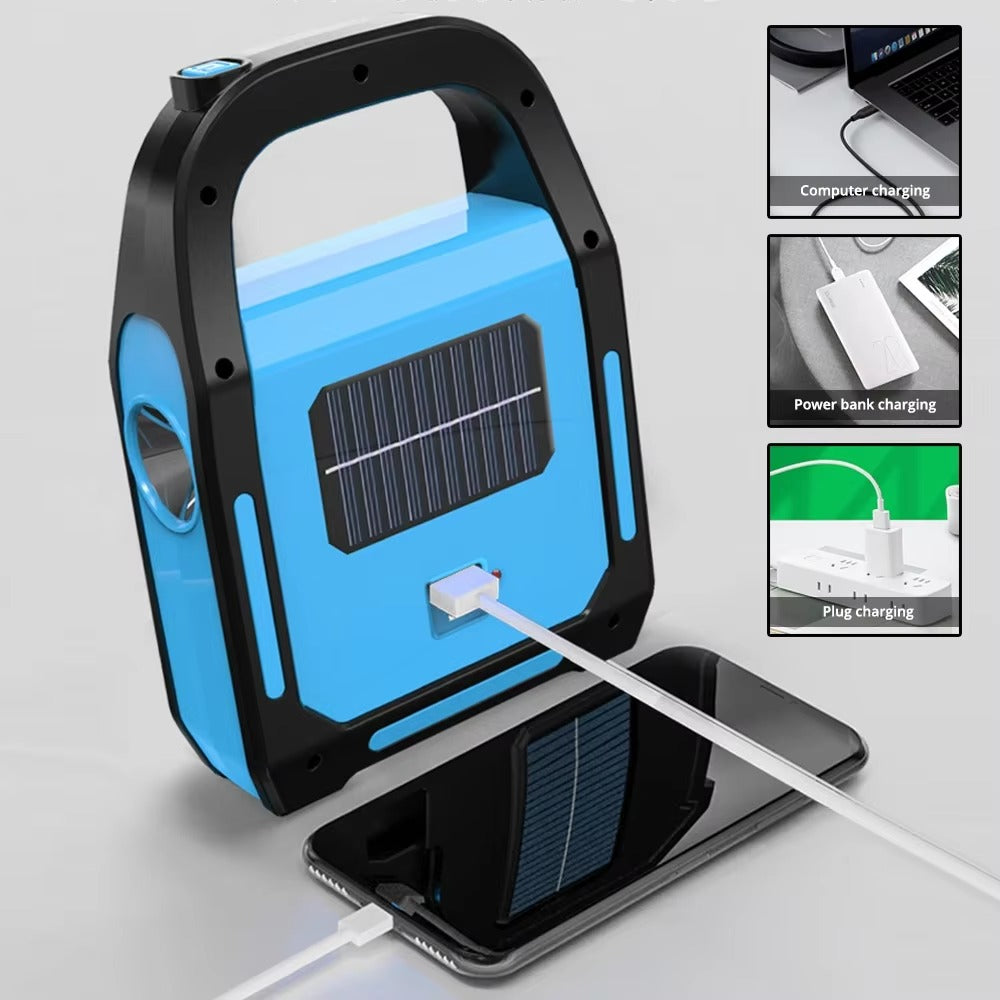 Nabíjateľná USB kempingová lampa s powerbankou – SolarGlow