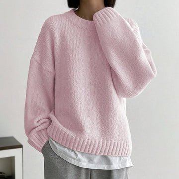 Schicker rosa einfarbiger Pullover - Jasina