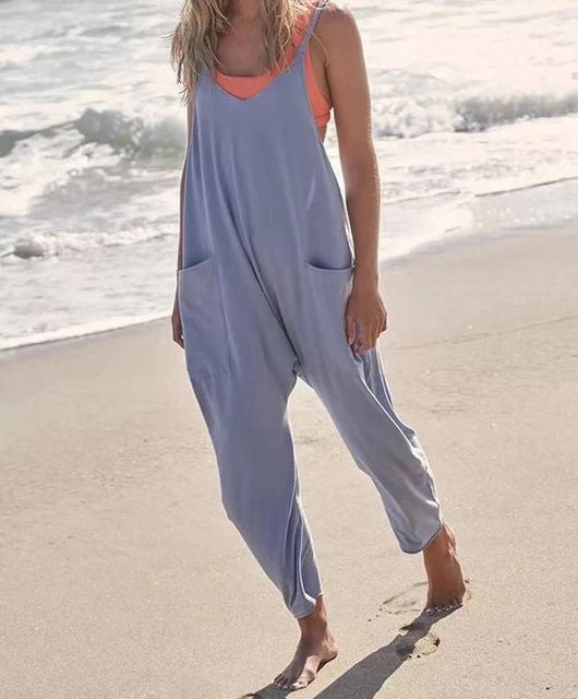 Damen Oversized Jumpsuit – Lockerer Sommer-Overall mit Spaghettiträgern
