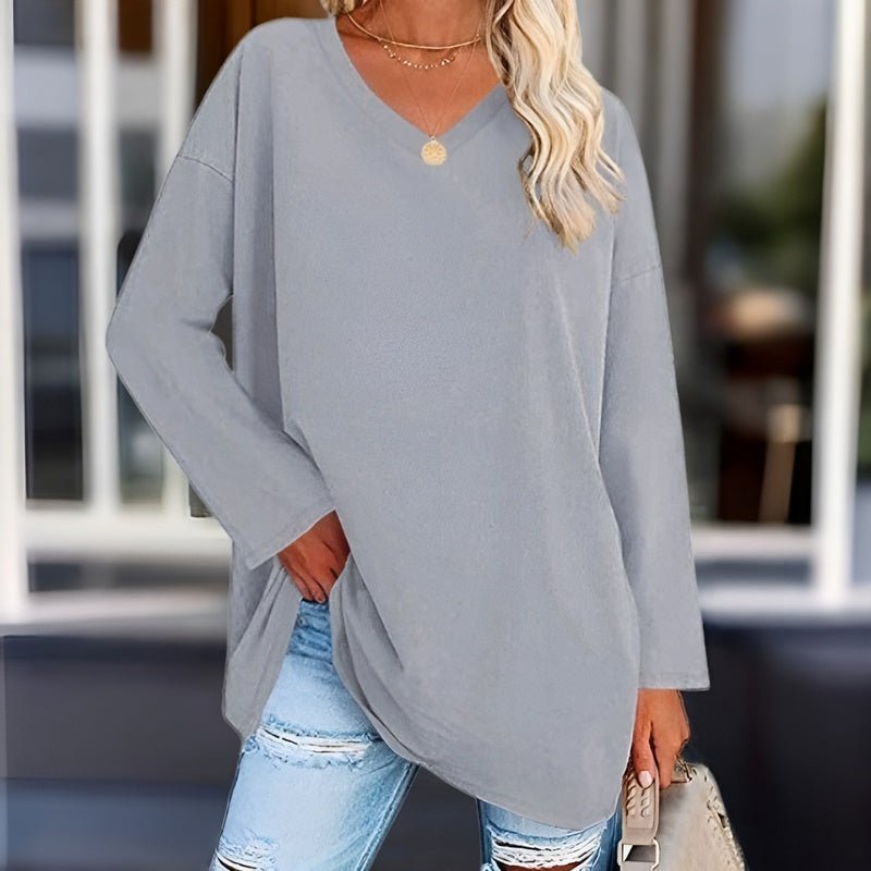 Anastasia – Damen Langarmshirt mit V-Ausschnitt aus Baumwollmix