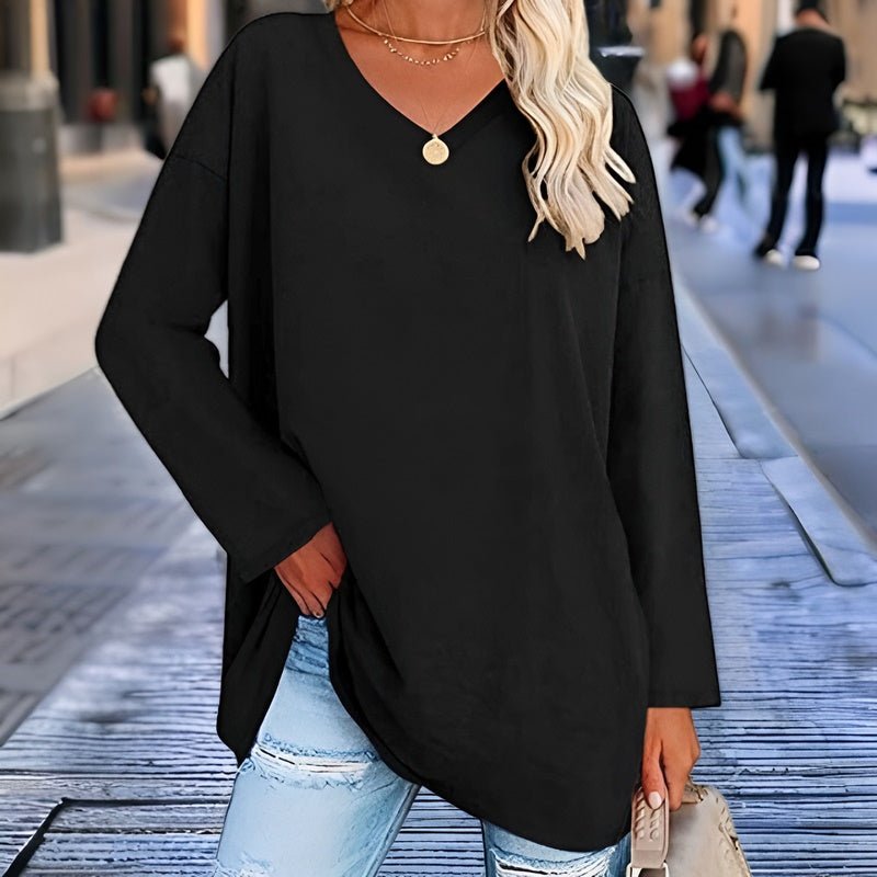 Anastasia – Damen Langarmshirt mit V-Ausschnitt aus Baumwollmix