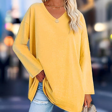 Anastasia – Damen Langarmshirt mit V-Ausschnitt aus Baumwollmix