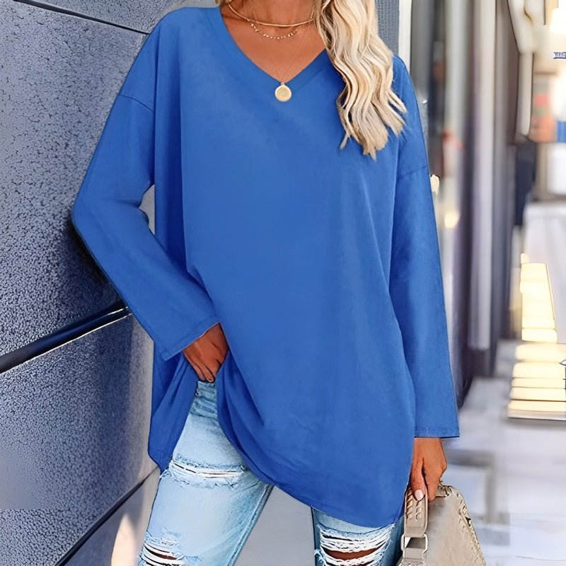 Anastasia – Damen Langarmshirt mit V-Ausschnitt aus Baumwollmix