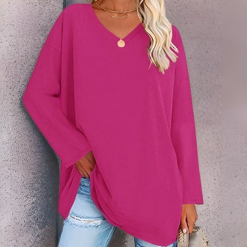Anastasia – Damen Langarmshirt mit V-Ausschnitt aus Baumwollmix