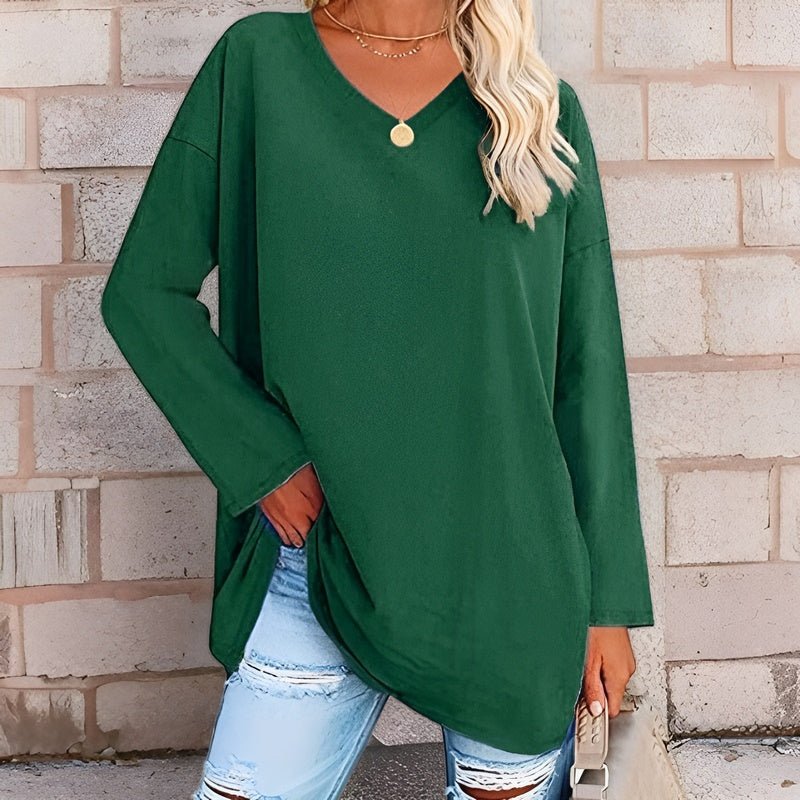 Anastasia – Damen Langarmshirt mit V-Ausschnitt aus Baumwollmix