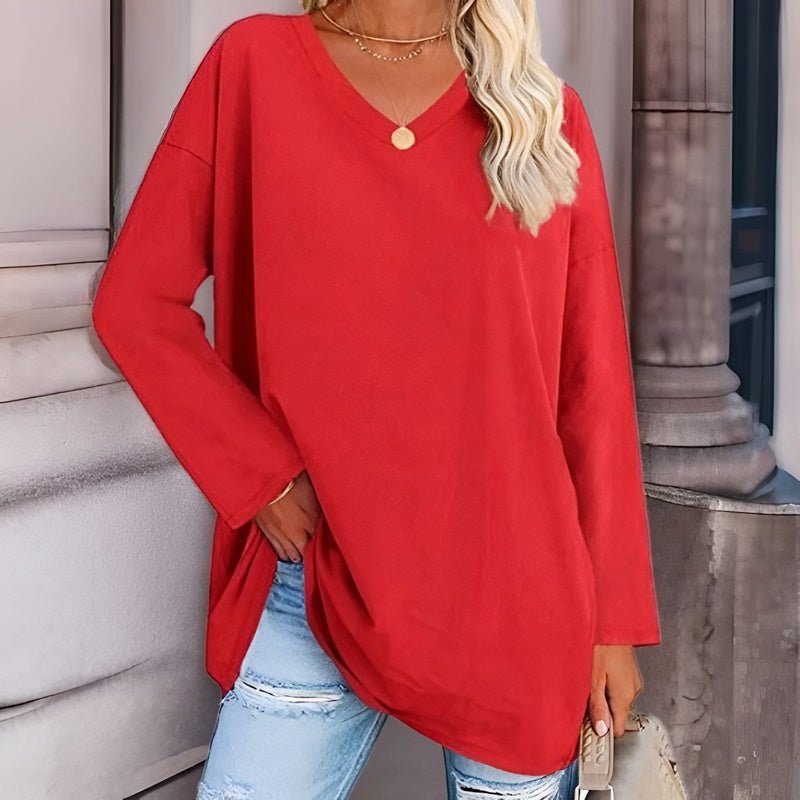 Anastasia – Damen Langarmshirt mit V-Ausschnitt aus Baumwollmix