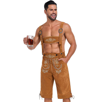 Alpenstolz – Herren-Lederhose mit Stickerei & Träger – Oktoberfest Look