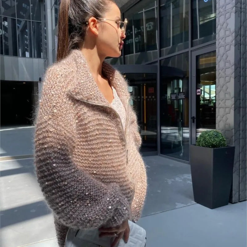 Alyssa pletený sveter | Luxusný pletený sveter s trblietkami v 8 farbách