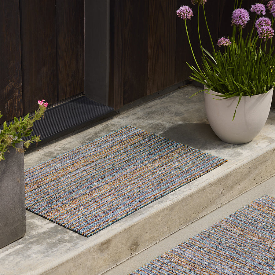 Tapis shag à rayures fines pour intérieur/extérieur