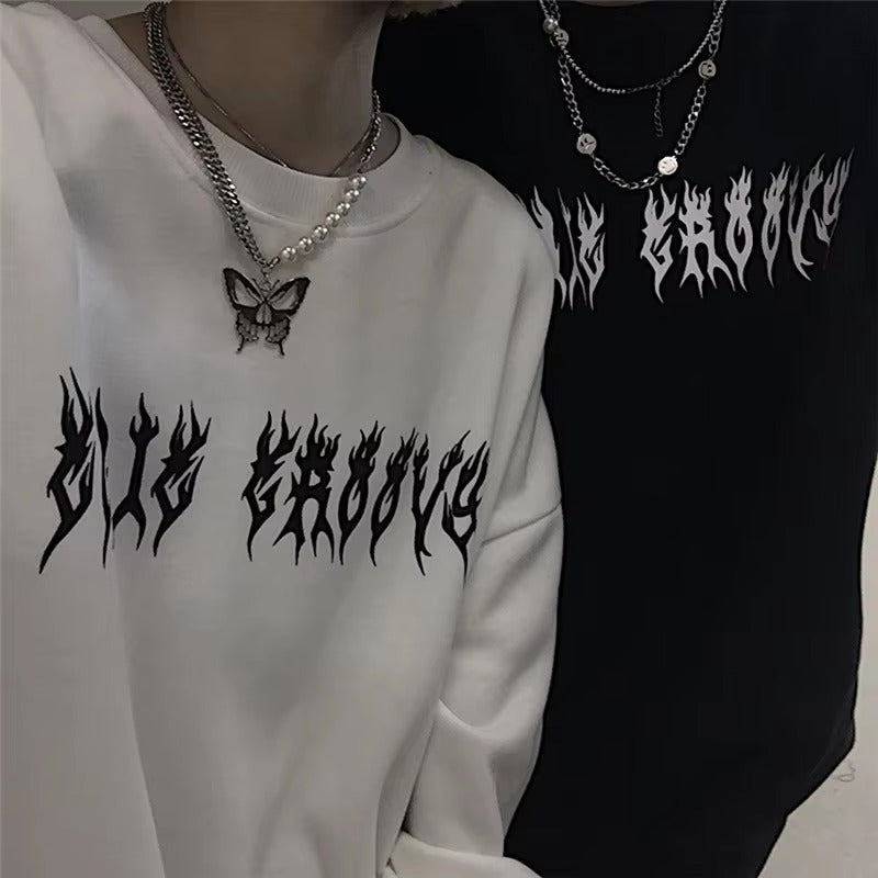 Round Neck Y2K HY2K Skeleton Hoodie | Gothic Print Pullover für Herren & Damen
