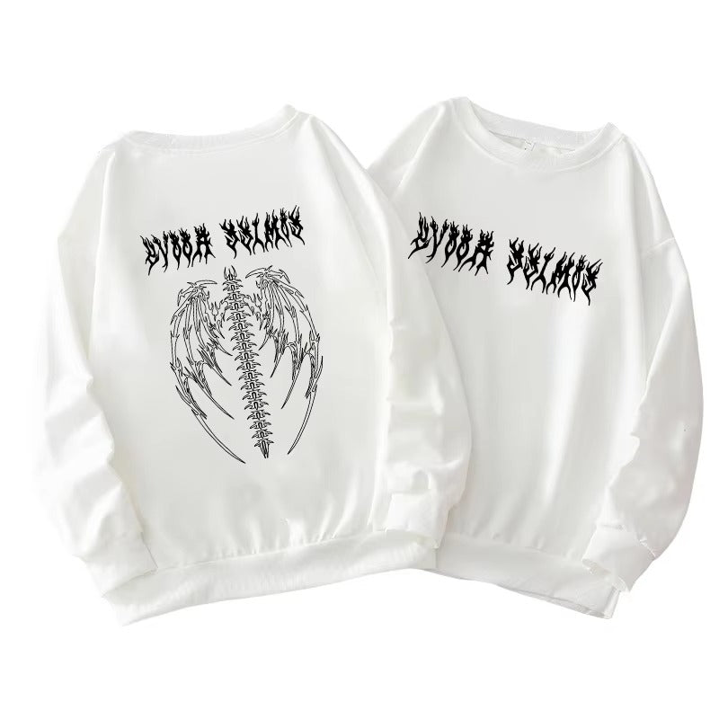 Round Neck Y2K HY2K Skeleton Hoodie | Gothic Print Pullover für Herren & Damen