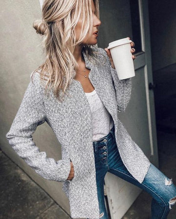 Eleganter langärmeliger Blazer - Leinen
