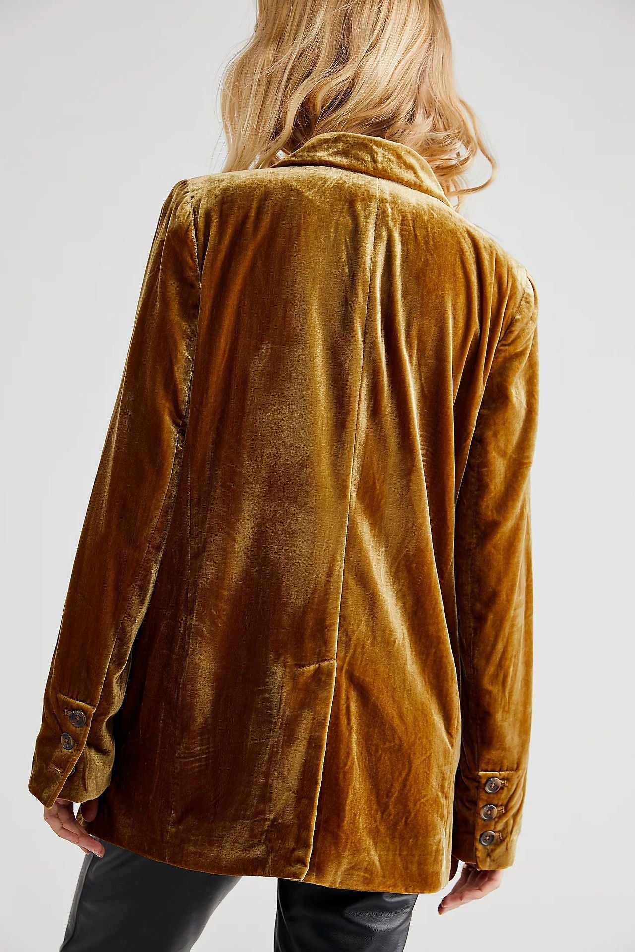 Pia - Dlhý rukáv zamatové sako s gombíkmi