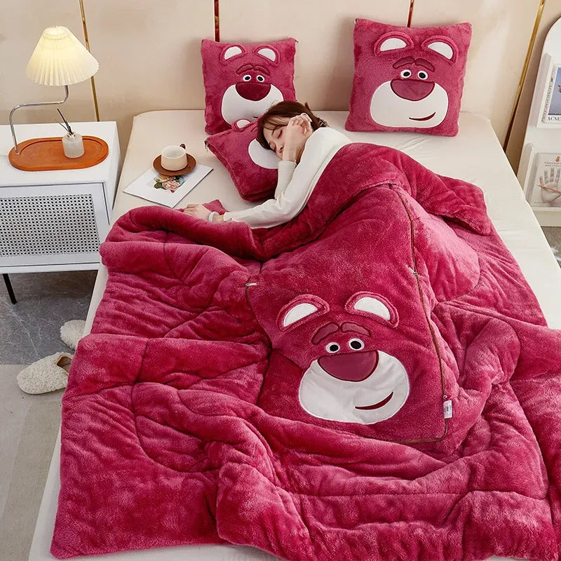 CozyNest – prikrývka s vankúšom 2 v 1 plyšový dizajn – pre domov a cestovanie