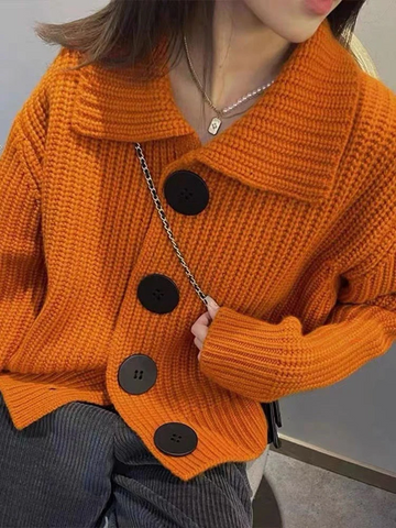 Langarm-Strickpullover mit Kragen - Indira
