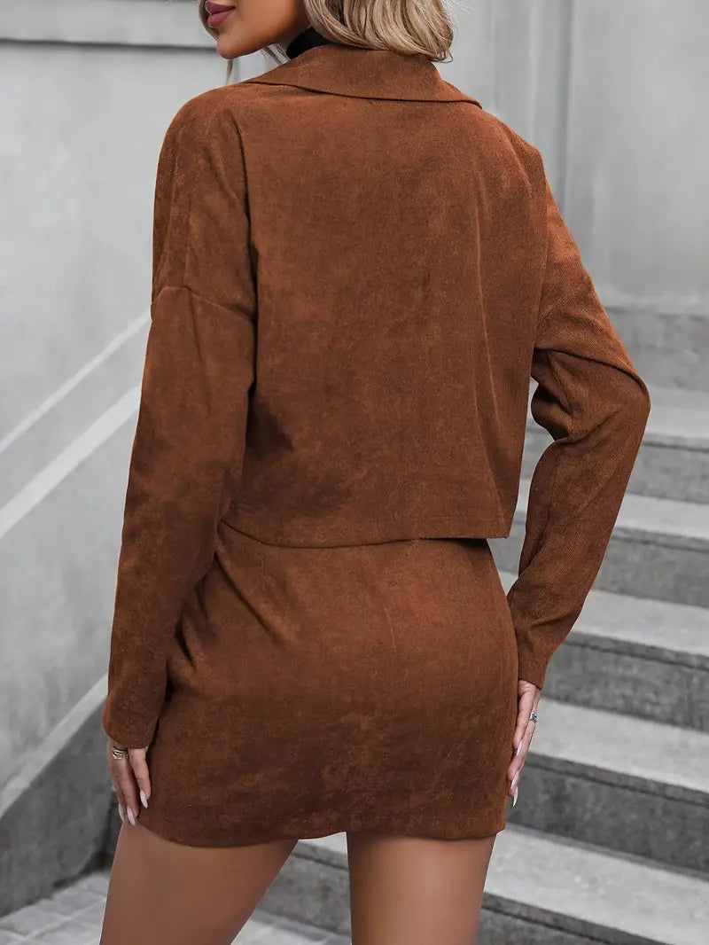 Drop Shoulder Bunda a vysoký pás sukne - Nessa