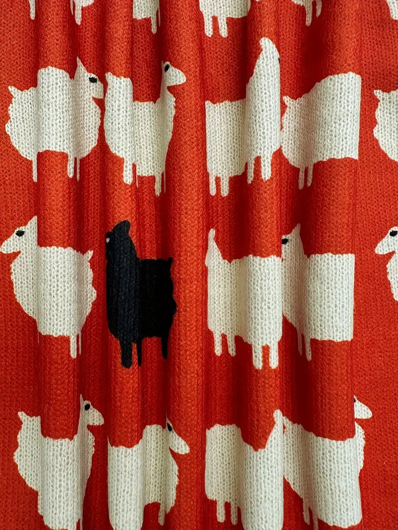 Kira | 3D vzor ovce okrúhly výstrih pulóver