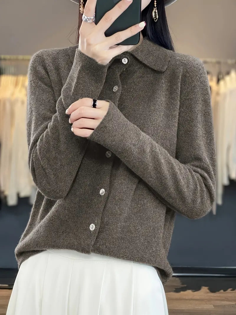 Nerry | Jednofarebný pletený sveter s gombíkovým zapínaním - štýlový a všestranný