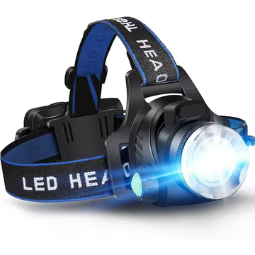 Kraftvolle Wasserfeste LED-Stirnlampe mit Zoom & Wiederaufladbarem Akku