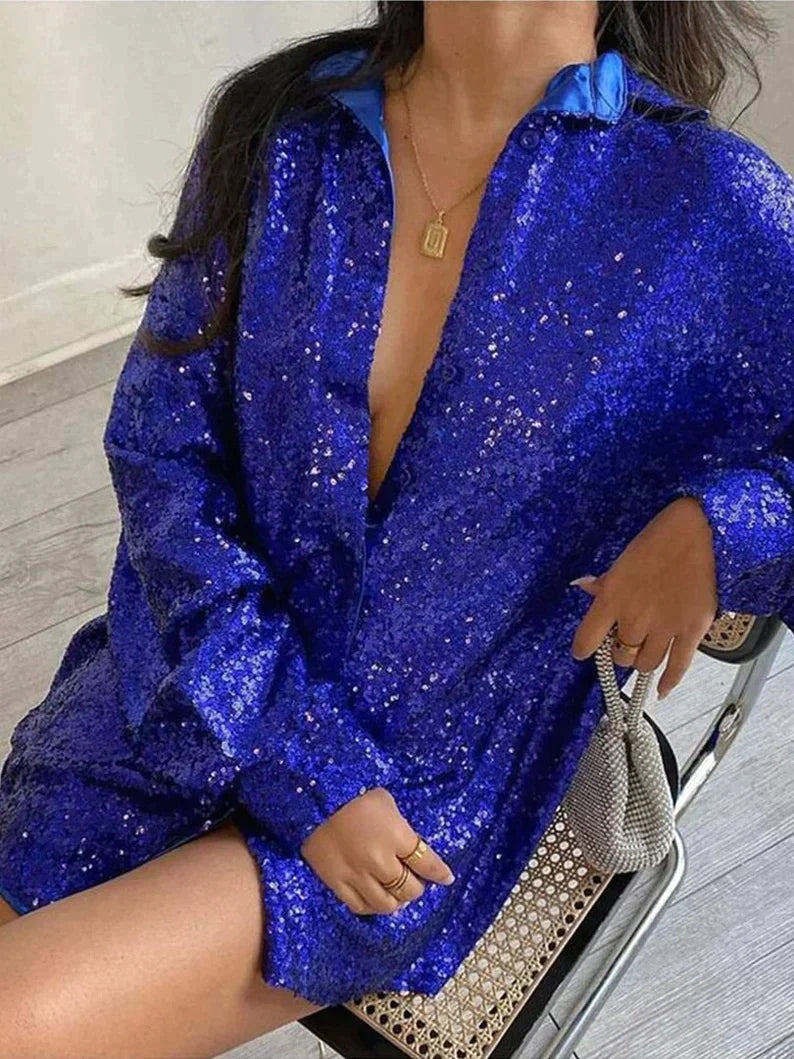 Oversized Glitzerbluse für Frauen – Glänzende Eleganz für Jeden Anlass