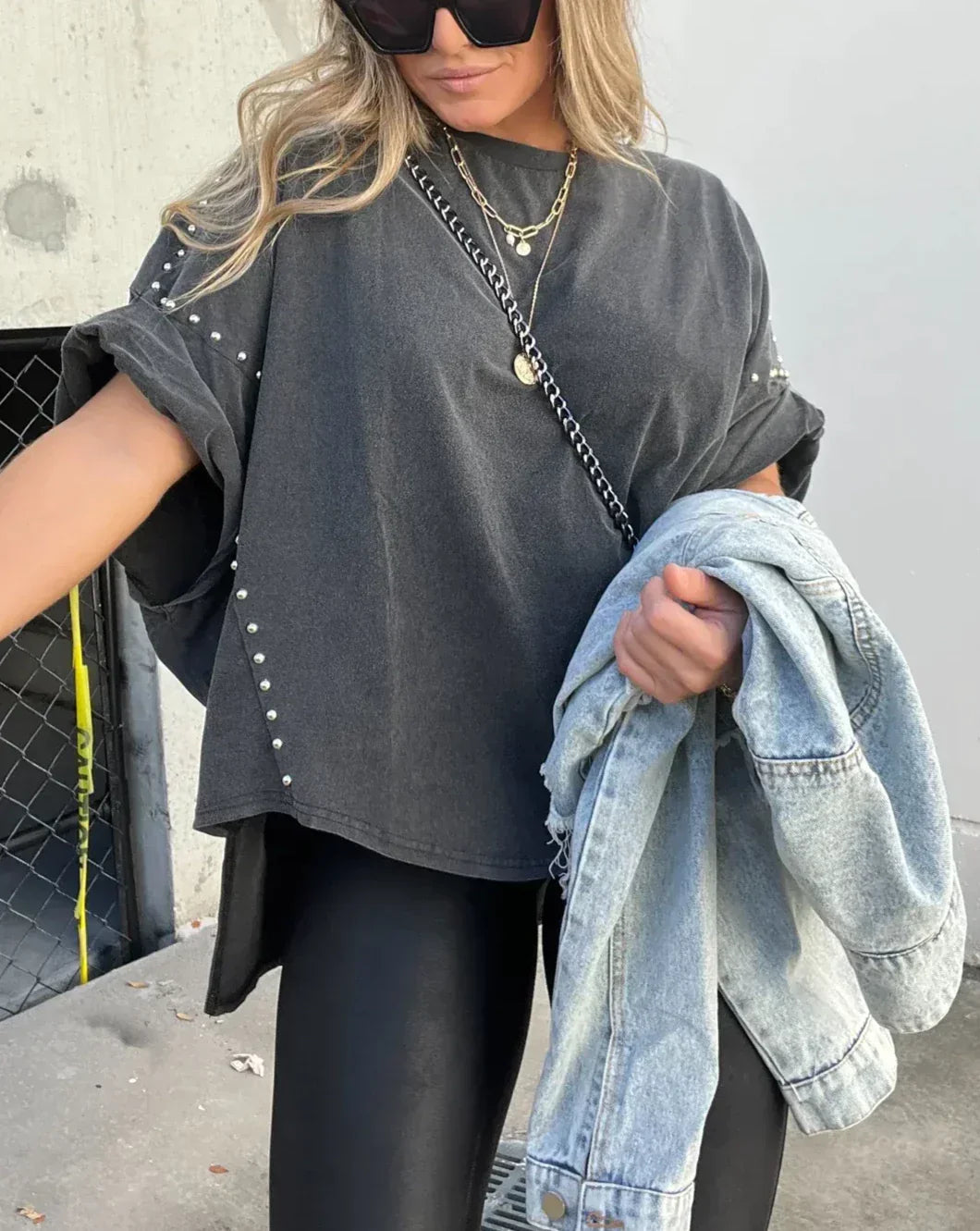 Devako Bella - T-shirt taglia forte con borchie