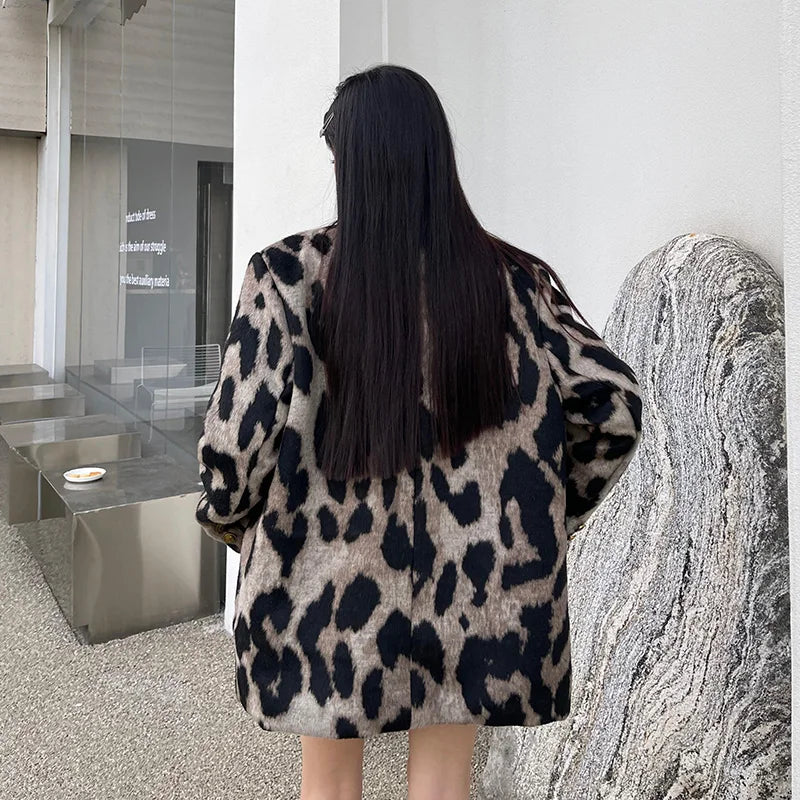 Chic leopardie šaty zimná bunda | Elegantná a pohodlná jesenná móda